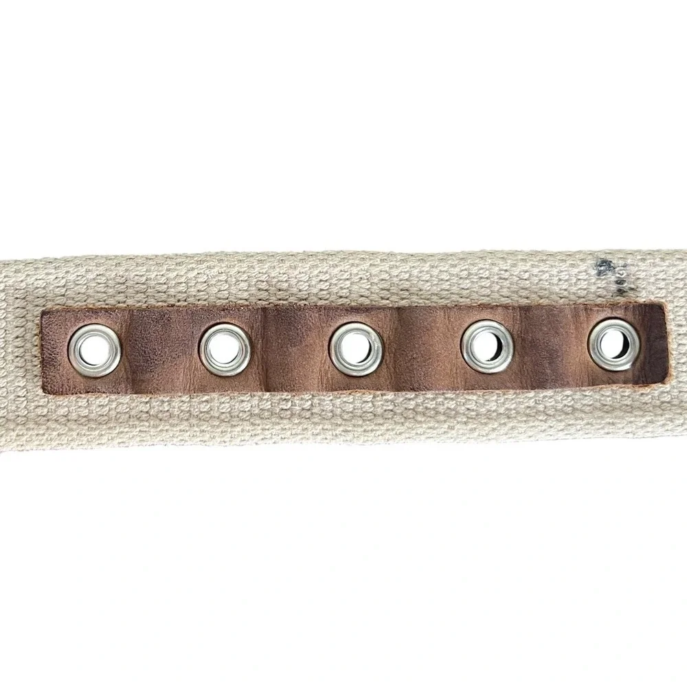 Fossil Utility Gear Mens Khaki Canvas Webbing Leather Belt Size 40 MB4064250
